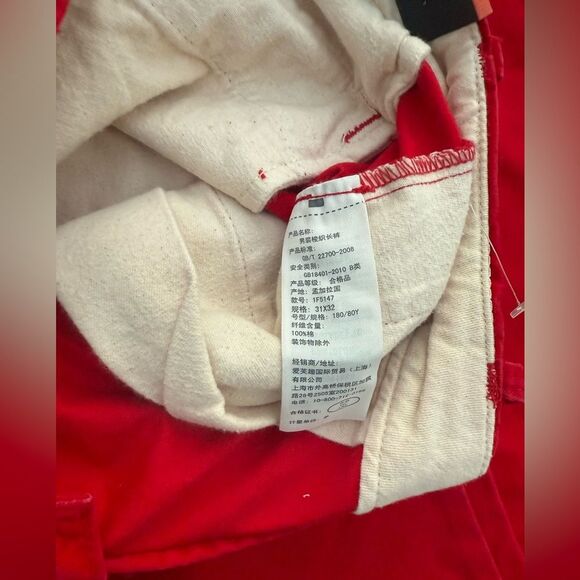 Y2K Abercrombie & Fitch Red Skinny Chinos Button Fly Mens size 31x32 NWT - Picture 7 of 11